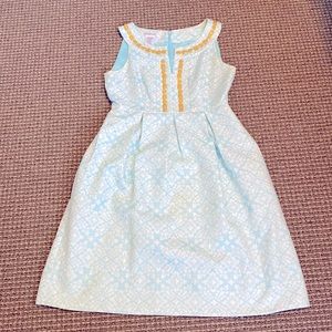 Beautiful Size 6 Blue and White dress with yellow beaded details